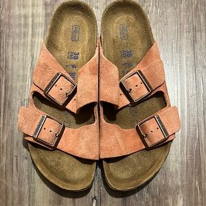Birkenstock Coral/Burnt Orange Suede Arizona Sandals